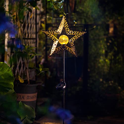 TAKE ME Star Solar Lights Garden Outdoor Decor, Waterproof Metal Decorative Stakes for Walkway,Yard,Lawn,Patio Mother's Day Gifts