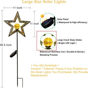 TAKE ME Star Solar Lights Garden Outdoor Decor, Waterproof Metal Decorative Stakes for Walkway,Yard,Lawn,Patio Mother's Day Gifts
