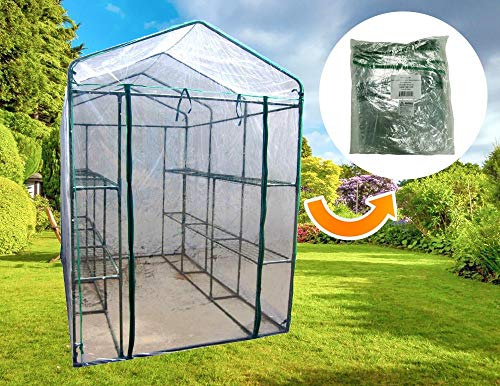 MTB Outdoor Portable Walk-in Garden Greenhouse Replacement PVC Cover for Greenhouse with 2 Tiers 12 Shelves for Frame Size 84x56x77inch