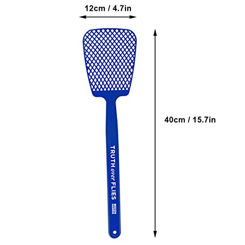 xinyijiayi Truth Over Flies Fly Swatter, Strong Flexible Manual Fly Swatter with Small Holes, Long Handle Portable Durable Fly Swatter, for Home Office Car Room Garden Yard Blue one Size