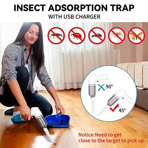 Vacuum Bug Catcher Spider and Insect Traps Catcher with USB Rechargeable Bug Pest Control,Insects and Handheld Bug Catcher with Brush Head Fluke for Stink Bug,Beetle,White Pest Suction Trap