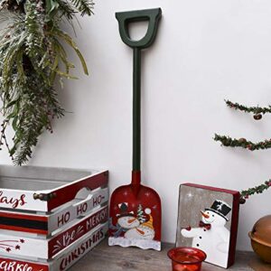 Kilipes Snow Shovel Decor Christmas Decoration, 23 X 5 Inch Small Garden Shovel with Metal Scoop and Wood D Handle Mini Shovel for Kids with Rustic Snowman Pattern (Snowman)