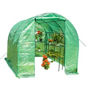 sundale outdoor greenhouse large gardening walk in green house, with waterproof pe cover and zipper door, plant green house, 116.5″ x 77.2″ x 74.8″