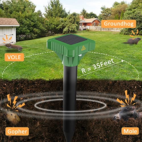 Careland Outdoor Mole Repellent Solar Powered Ultrasonic Gopher Repeller Stake Sonic Groundhog Deterrent Spike (8)