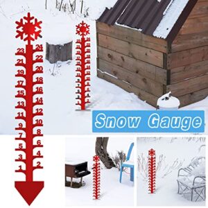 Snow Gauge Outdoor, Snow Measuring Stick Outdoor, 24 Inch Iron Art Snow Gauge, Handmade Metal Snow Measuring Device Outdoor Rain Snow Depth Gauge for Yard Garden Lawn Decor (Snowflake/Red)