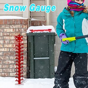 Snow Gauge Outdoor, Snow Measuring Stick Outdoor, 24 Inch Iron Art Snow Gauge, Handmade Metal Snow Measuring Device Outdoor Rain Snow Depth Gauge for Yard Garden Lawn Decor (Snowflake/Red)