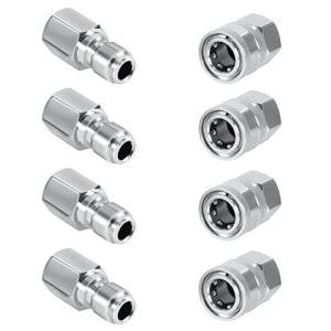 edicapo 4 sets npt 3/8 inch stainless steel male and female quick connector kit male female 3/8 quick connect fittings pressure washer adapters pressure washer accessories (internal thread)