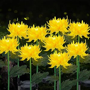 FORUP 2 Pack Solar Garden Stake Lights, Outdoor Chrysanthemum Lights, LED Solar Powered Lights for Patio Lawn Garden Yard Pathway Decoration, Yellow