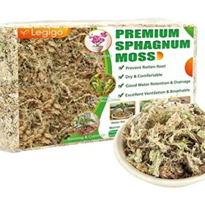 Legigo 5.3oz Premium Sphagnum Moss Potting Mix- Natural Succulent Carnivorous Plants Moss Dried, Plant Growing Medium for Orchid Succulent Sarracenia Orchid Gardening Plants Reptiles, 3 QT