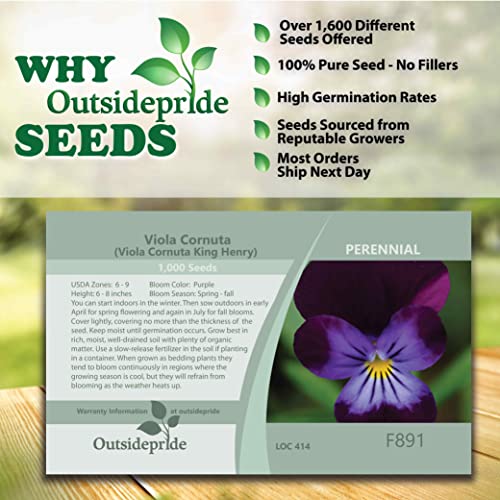 Outsidepride Viola King Henry Garden Flowers for Containers, Hanging Baskets, & Window Boxes - 1000 Seeds