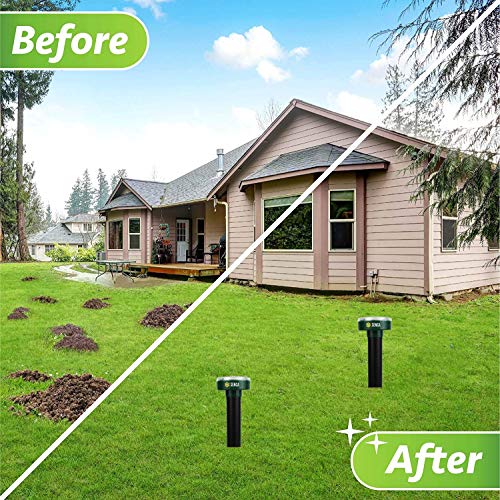 Senca Upgraded Version Solar Powered Sonic Mole Repellent Rodent Repellent Pest Deterrent, Chaser Mole, Gopher, Vole, Snake Repellent for Outdoor Lawn Garden Yards Pest Control (4)