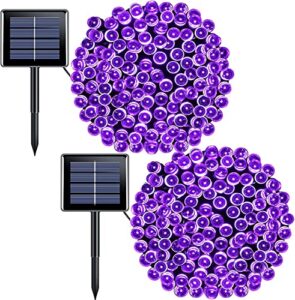 solarbaby solar string lights, 8 modes christmas decorative solar string lights outdoor waterproof 200 led solar fairy lights white for home lawn garden wedding patio party holiday-2 pack