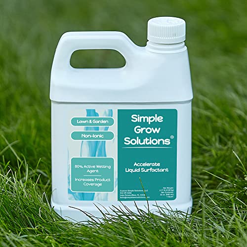 Liquid Surfactant, Non-Ionic - Accelerate Performance & Effectiveness of Foliar Fertilizer and Other Lawn & Garden Solutions - Better Wetting, Sticking & Absorption - 32 Ounce - Simple Grow Solutions