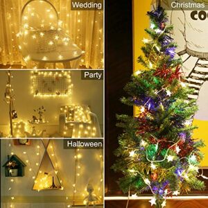 Tasodin Star String Lights Battery Operated Waterproof 40 LED 20 FT Star Fairy String Lights with Remote Control for Home, Party, Christmas, Wedding, Garden Decoration, Warm White