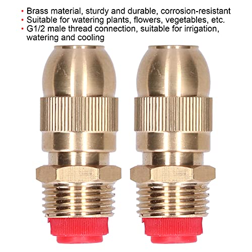 Water Spray Head, Brass Adjustable 2Pcs Lawn Sprayer Nozzle for Gardens for Greenhouses