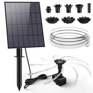 amztime 3.5w solar fountain pump diy kit, bird bath solar water fountain with 15 nozzles for garden/outdoor, with 4.9ft water pipe and stake, solar powered fountain for garden, ponds, pool, outdoor