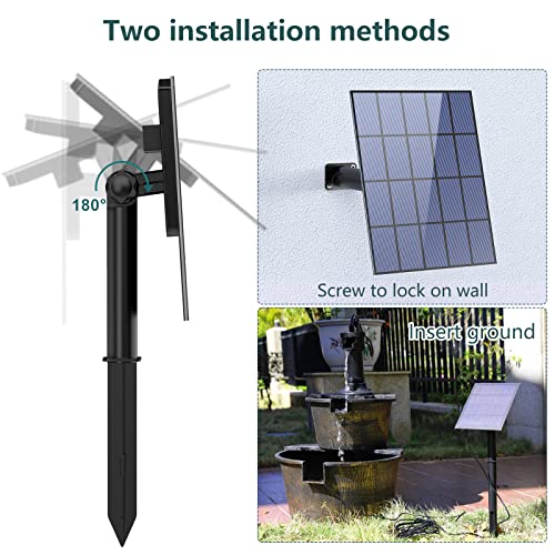 AMZtime 3.5w Solar Fountain Pump DIY Kit, Bird Bath Solar Water Fountain with 15 Nozzles for Garden/Outdoor, with 4.9ft Water Pipe and Stake, Solar Powered Fountain for Garden, Ponds, Pool, Outdoor