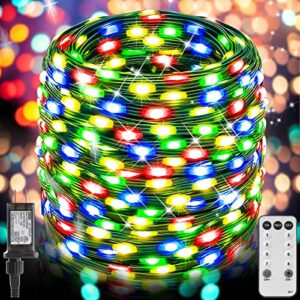 gusodor 1000 led christmas lights 405ft outdoor string lights plug in fairy lights green wire with remote timer 8 lighting modes decorations lights for tree xmas indoor wedding garden (multi-colored)