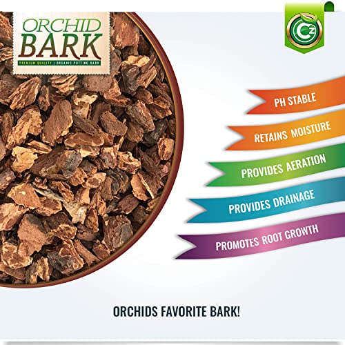 Organic Orchid Potting Bark - Made in USA Premium Medium Bark Garden Soil Amendment Mix for Proper Root Development of Phalaenopsis, Cattleyas, Indoor/Outdoor Plants, Reptile Terrarium Bedding + more!