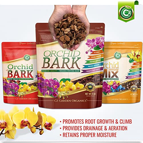 Organic Orchid Potting Bark - Made in USA Premium Medium Bark Garden Soil Amendment Mix for Proper Root Development of Phalaenopsis, Cattleyas, Indoor/Outdoor Plants, Reptile Terrarium Bedding + more!