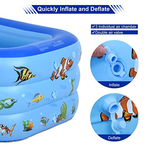 Inflatable Pool, 56" X 39"X 18" Swimming Pool for Toddlers, Adult, Kids, Infant, Full-Sized Inflatable Blow Up Kiddie Pool for Summer Swim Center, Outdoor, Garden, Backyard,