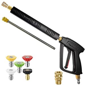 yamatic pressure washer gun with 3/8″ swivel quick connector & m22-14mm fitting, stainless steel flexible extension wand replacement for most power washer, 40 inch, max 4500 psi