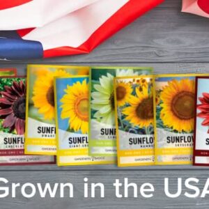 Sunflower Seeds for Planting Flowers (8 Pack) - Velvet Queen, Skyscraper, Lemon Queen, Giant , Autumn Beauty, Chocolate Cherry, Dwarf Sunspot and Mammoth Bulk Outdoor Flower Garden by Gardners Basics