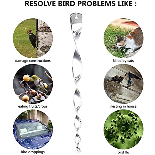 Anti Bird Rod Durable Reflective Wind Spiral Bird Deterrent Tool Garden Protection Professional Silver