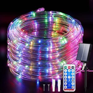 ylikea solar rope lights outdoor 200 leds, 72ft solar led rope lights outdoor waterproof – 8 modes tube fairy string lights for bedroom, patio, garden, wedding, party, christmas(multi-color)