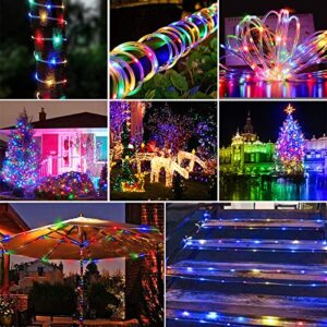 YLIKEA Solar Rope Lights Outdoor 200 LEDs, 72Ft Solar Led Rope Lights Outdoor Waterproof - 8 Modes Tube Fairy String Lights for Bedroom, Patio, Garden, Wedding, Party, Christmas(Multi-Color)