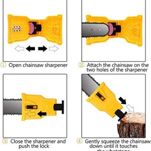 shuoguoleilei Chainsaw Sharpener, Chainsaw Sharpening Kit Chain Saw Blade Sharpener Fast Sharpening Stone Grinder Tools Bar Mounted Fit for 14 16 18 20 Inches with 5 Whetston (Black)