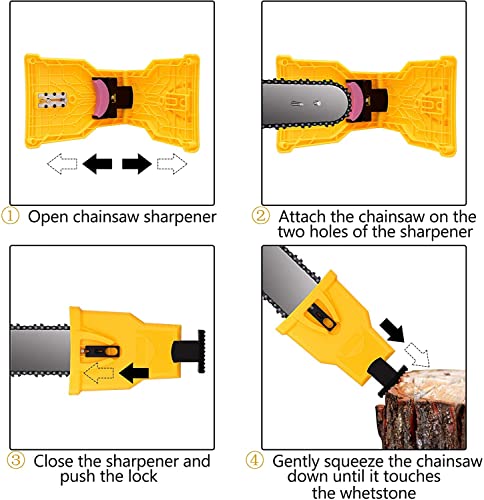 shuoguoleilei Chainsaw Sharpener, Chainsaw Sharpening Kit Chain Saw Blade Sharpener Fast Sharpening Stone Grinder Tools Bar Mounted Fit for 14 16 18 20 Inches with 5 Whetston (Black)