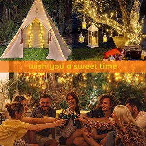 Solar String Lights Outdoor, 72ft 200 LED Solar Powered Fairy Lights with 8 Modes, Waterproof Solar Decoration Copper Wire Lights for Patio Yard Trees Garden Christmas Wedding Party (Warm White)