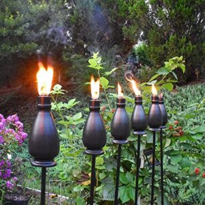 6 Pack Metal Citronella Torches DIKAIDA,Light Torches Garden for Outside 60 inch Flickering Flame Citronella Outdoor Light Torch,Metal Torches for Outside, Camping Patio Pathway Table Torch(Jet Black)