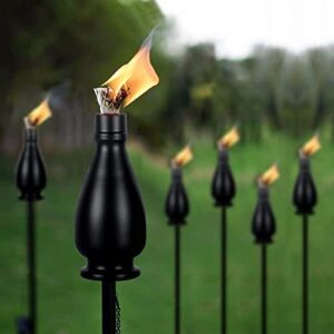 6 Pack Metal Citronella Torches DIKAIDA,Light Torches Garden for Outside 60 inch Flickering Flame Citronella Outdoor Light Torch,Metal Torches for Outside, Camping Patio Pathway Table Torch(Jet Black)