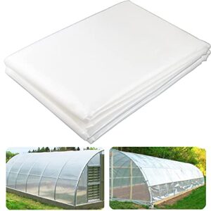 yowlieu 12′ x 25′ clear greenhouse plastic sheeting, 6 mil uv resistant polyethylene greenhouse film hoop green house plastic cover for farms, agriculture, garden