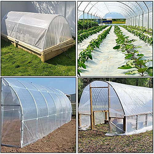 Yowlieu 12' x 25' Clear Greenhouse Plastic Sheeting, 6 Mil UV Resistant Polyethylene Greenhouse Film Hoop Green House Plastic Cover for Farms, Agriculture, Garden