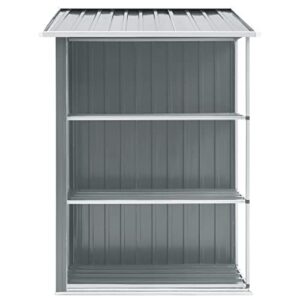 Garden Metal Storage Shed with Rack | Outdoor Tool Shed Storage Room with Vents | Storage Sheds with Door for Outside Patio Backyard Yard Lawn | Gray Galvanized Iron 80.7" x 51.2" x 72"