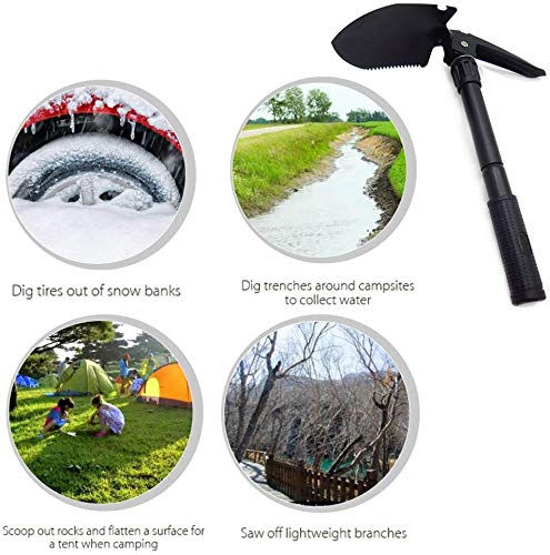 HeyUK Premium Ice Scraper Folding Mini Multi-Functional Snow Shovel for Car Ice Scraper Car Tires Frost and Snow Removal Survival Spade Emergency Garden Camping Tool