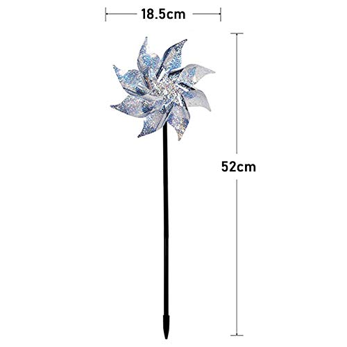 Pinkpaopao 10 PC Garden Outdoor Bird Scaring Magic Device - Reflective Pinwheels with Stakes Extra Sparkly Pin Wheel for Garden Decor Scare Birds Away from Yard Patio Farm