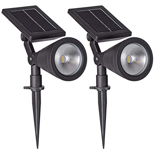 Sterno Home GL40460 Outdoor Solar LED Black Light Kit, Ground or Wall Mountable, Landscape Waterproof Security Lighting with Adjustable Spotlight for Patio, Porch, Deck, Garden, Pool - 2 Pack