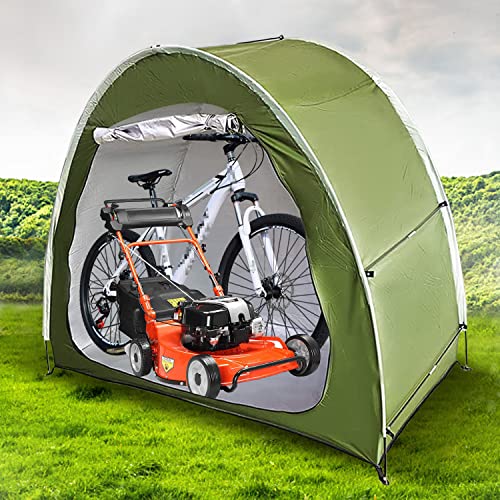 Silver Painted Bike Storage Tent Shed, 79'' Outdoor Portable Cover for Bike, Lawn Mower & Garden Tools Bike Shelter, Waterproof Multifunctional Storage Tent Green