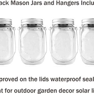 Solar Lanterns Mason Jar Hanging Lights,4 Pack 30 LED Lights String Fairy Firefly Starry Jar Lights (Mason Jars/Hangers Included),for Patio Garden Wedding Table Mason Jar Decor Solar Lantern Lights