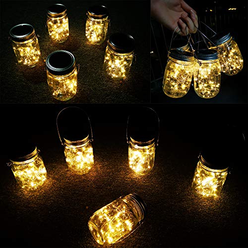 Solar Lanterns Mason Jar Hanging Lights,4 Pack 30 LED Lights String Fairy Firefly Starry Jar Lights (Mason Jars/Hangers Included),for Patio Garden Wedding Table Mason Jar Decor Solar Lantern Lights