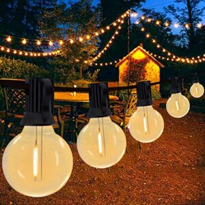 patio lights outdoor waterproof 50ft (connectable up to 700 ft) g40 globe string lights with 25 shatterproof dimmable led bulbs indoor outdoor lights for bistro cafe porch backyard balcony garden tent