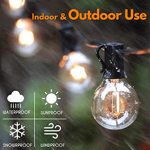 Patio Lights Outdoor Waterproof 50Ft (Connectable Up to 700 Ft) G40 Globe String Lights with 25 Shatterproof Dimmable LED Bulbs Indoor Outdoor Lights for Bistro Cafe Porch Backyard Balcony Garden Tent