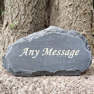somiss personalized garden stones engraved with any message, larser engraved garden welcome stones, memorial stones, outdoor decorative stones,8″x4.5″x2.5″