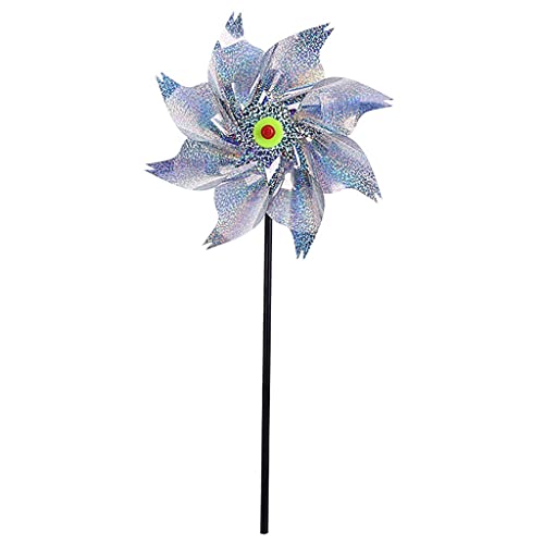 LEIGE Bird Repeller Pinwheels Reflective Sparkly Bird Deterrent Windmill Protect Garden Plant Flower Garden Lawn Decoration (Color : B)