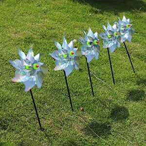 LEIGE Bird Repeller Pinwheels Reflective Sparkly Bird Deterrent Windmill Protect Garden Plant Flower Garden Lawn Decoration (Color : B)