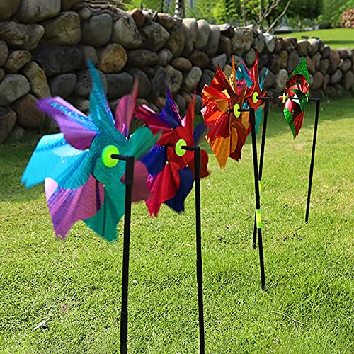 LEIGE Bird Repeller Pinwheels Reflective Sparkly Bird Deterrent Windmill Protect Garden Plant Flower Garden Lawn Decoration (Color : B)